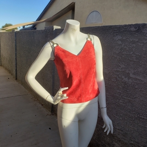 W BY WORTH RED SOFT LEATHER‎ TOP - Picture 5 of 13